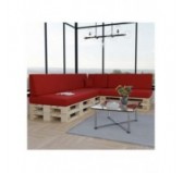 Set of 8 Pallet Cushions, 3x Seat + 3x Backrest + Side Cushion + Deco Cushion, Red