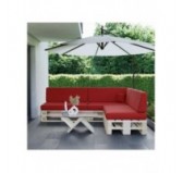 Set of 8 Pallet Cushions, 3x Seat + 3x Backrest + Side Cushion + Deco Cushion, Red