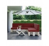 Set of 8 Pallet Cushions, 3x Seat + 3x Backrest + Side Cushion + Deco Cushion, Burgundy