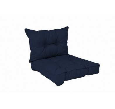 Set of 2 Garden Chair Cushion, Dark Blue 60x60 + 60x40