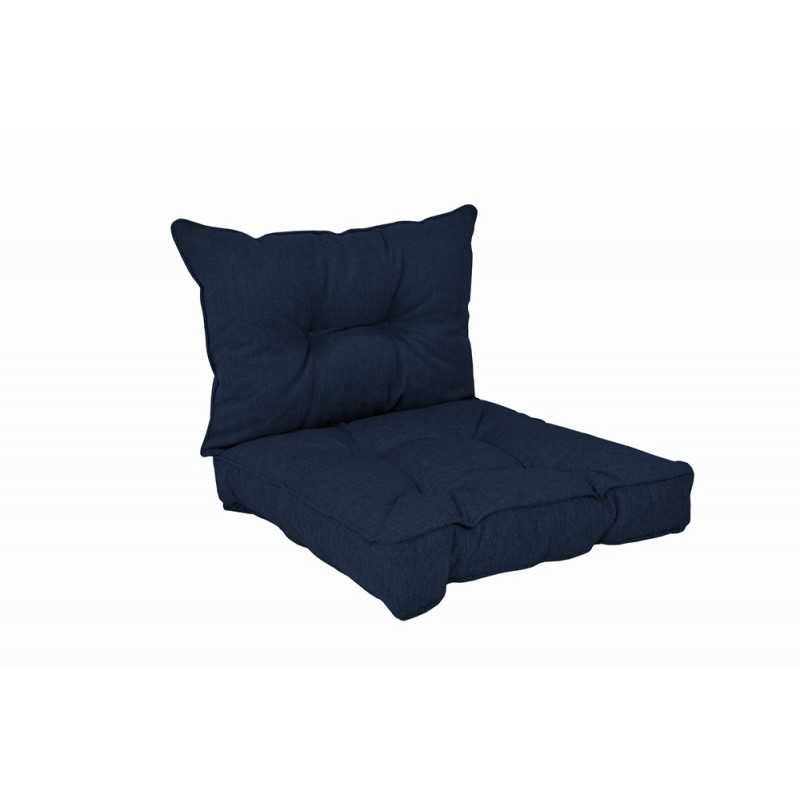 Set of 2 Garden Chair Cushion, Dark Blue 60x60 + 60x40