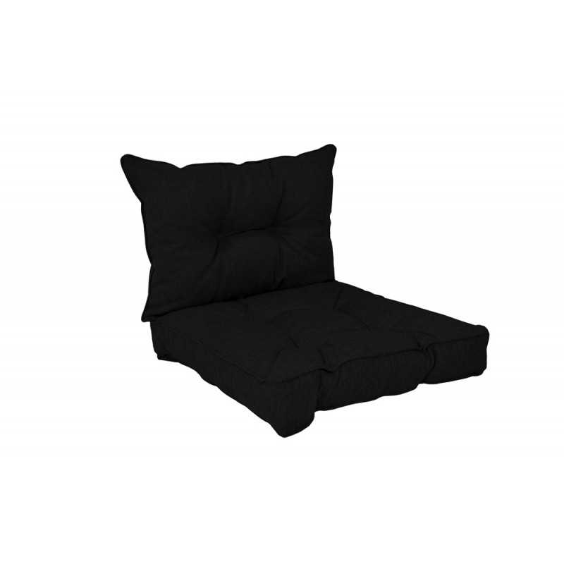 Set of 2 Garden Chair Cushion, Black 60x60 + 60x40