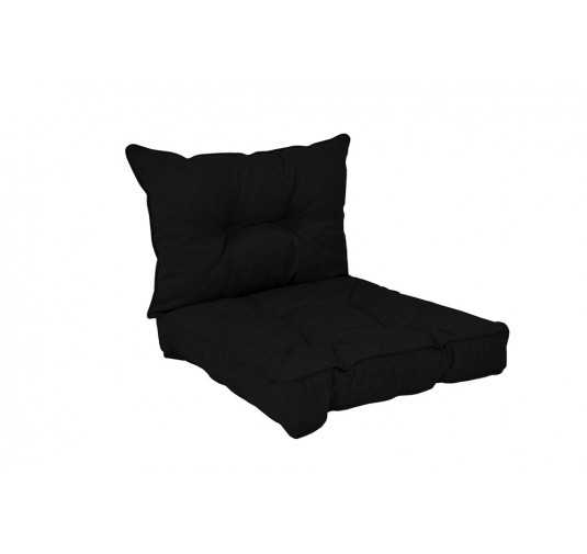 Set of 2 Garden Chair Cushion, Black 60x60 + 60x40