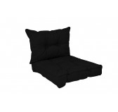 Set of 2 Garden Chair Cushion, Black 60x60 + 60x40