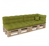 Set of 6 Pallet Cushions, 2x Seat + 2x Backrest + Side Cushion + Deco Cushion, Quilted, Lime