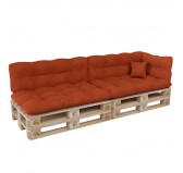 Set of 6 Pallet Cushions, 2x Seat + 2x Backrest + Side Cushion + Deco Cushion, Quilted, Orange