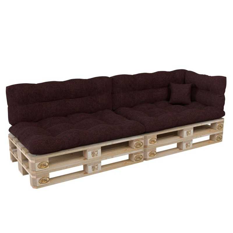 Set of 6 Pallet Cushions, 2x Seat + 2x Backrest + Side Cushion + Deco Cushion, Quilted, Violet