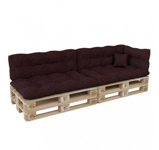 Set of 6 Pallet Cushions, 2x Seat + 2x Backrest + Side Cushion + Deco Cushion, Quilted, Violet