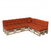 Set of 8 Pallet Cushions, 3x Seat + 3x Backrest + Side Cushion + Deco Cushion, Quilted, Orange