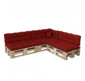 Set of 8 Pallet Cushions, 3x Seat + 3x Backrest + Side Cushion + Deco Cushion, Quilted, Red