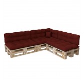 Set of 8 Pallet Cushions, 3x Seat + 3x Backrest + Side Cushion + Deco Cushion, Quilted, Burgundy