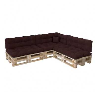 Set of 8 Pallet Cushions, 3x Seat + 3x Backrest + Side Cushion + Deco Cushion, Quilted, Violet