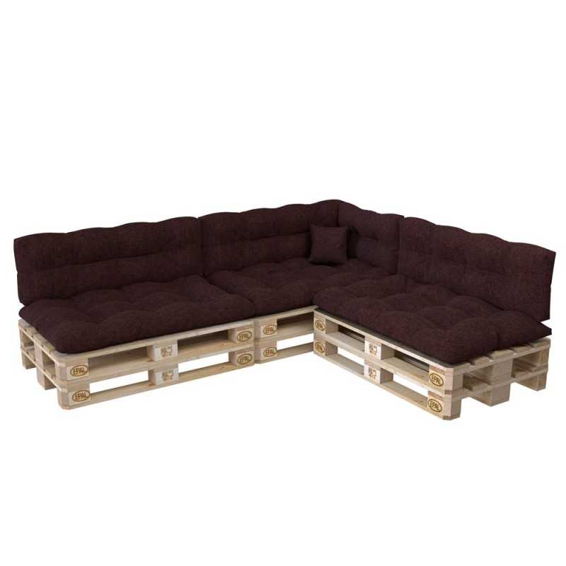 Set of 8 Pallet Cushions, 3x Seat + 3x Backrest + Side Cushion + Deco Cushion, Quilted, Violet