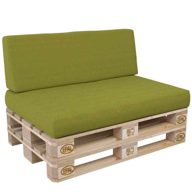 Set of 2 Pallet Cushions, 120x80 cm + 120x40 cm, Lime