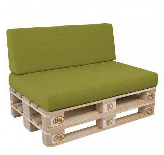 Set of 2 Pallet Cushions, 120x80 cm + 120x40 cm, Lime