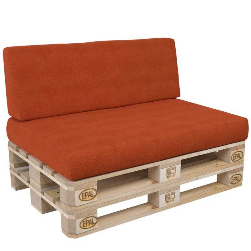 Set of 2 Pallet Cushions, 120x80 cm + 120x40 cm, Orange