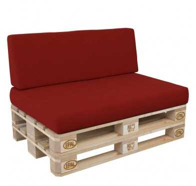 Set of 2 Pallet Cushions, 120x80 cm + 120x40 cm, Red