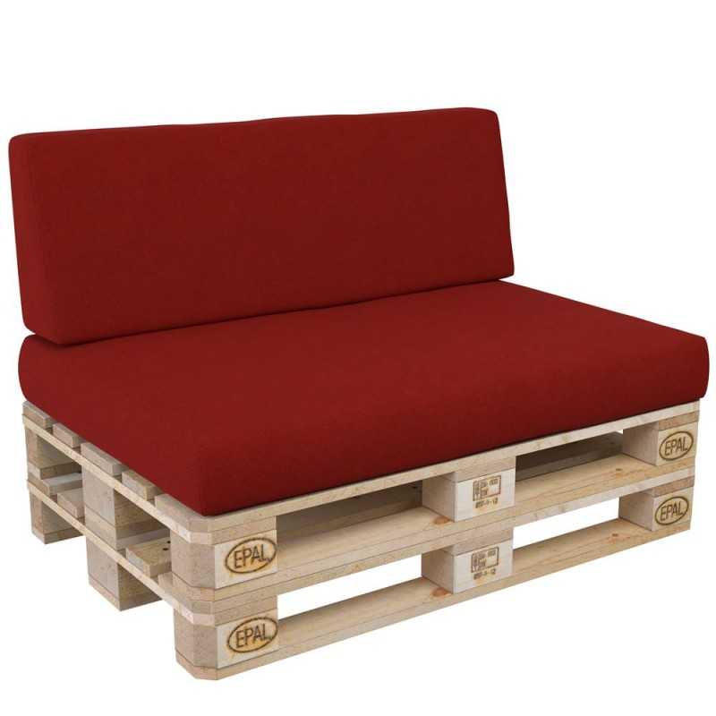 Set of 2 Pallet Cushions, 120x80 cm + 120x40 cm, Red