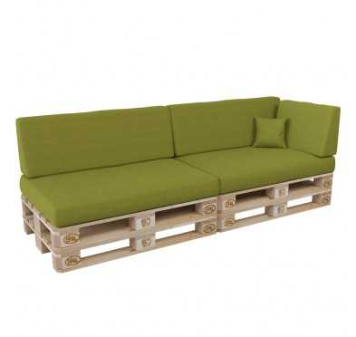 Set of 6 Pallet Cushions, 2x Seat + 2x Backrest + Side Cushion + Deco Cushion, Lime