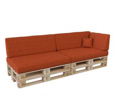 Set of 6 Pallet Cushions, 2x Seat + 2x Backrest + Side Cushion + Deco Cushion, Orange