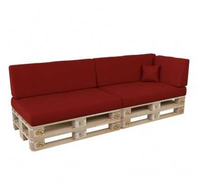 Set of 6 Pallet Cushions, 2x Seat + 2x Backrest + Side Cushion + Deco Cushion, Red