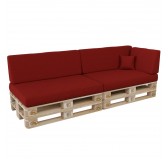 Set of 6 Pallet Cushions, 2x Seat + 2x Backrest + Side Cushion + Deco Cushion, Red