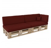 Set of 6 Pallet Cushions, 2x Seat + 2x Backrest + Side Cushion + Deco Cushion, Burgundy