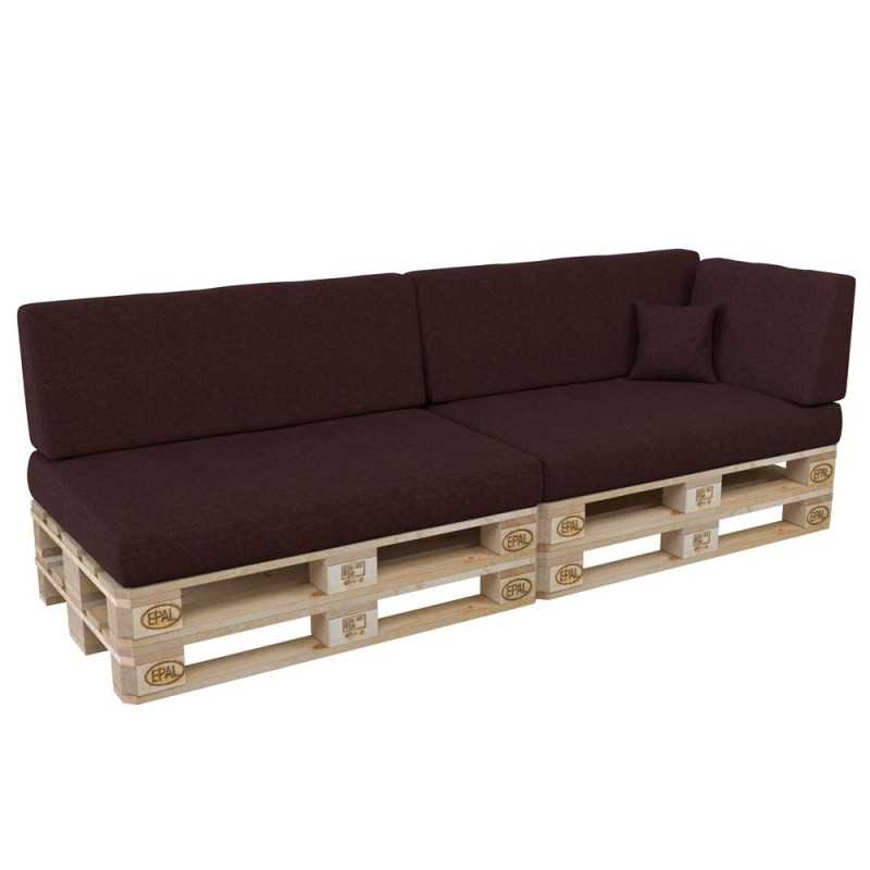 Set of 6 Pallet Cushions, 2x Seat + 2x Backrest + Side Cushion + Deco Cushion, Violet