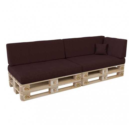 Set of 6 Pallet Cushions, 2x Seat + 2x Backrest + Side Cushion + Deco Cushion, Violet