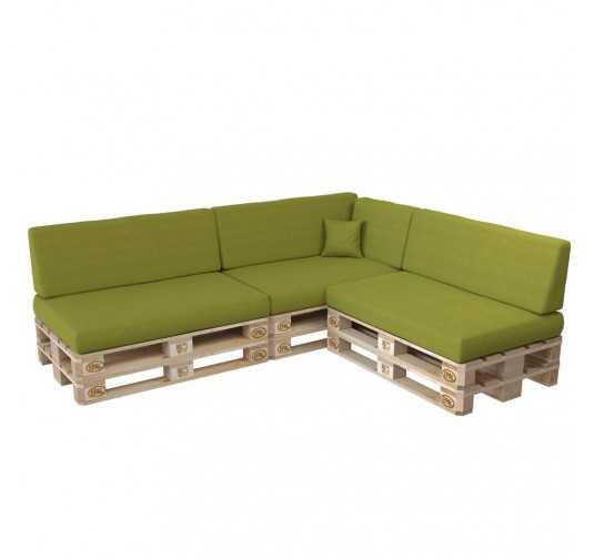 Set of 8 Pallet Cushions, 3x Seat + 3x Backrest + Side Cushion + Deco Cushion, Lime