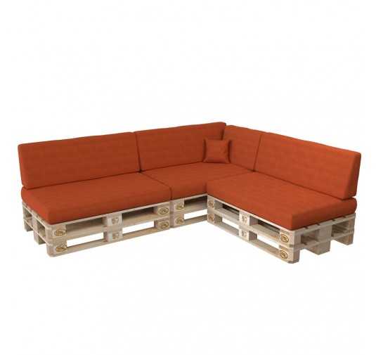 Set of 8 Pallet Cushions, 3x Seat + 3x Backrest + Side Cushion + Deco Cushion, Orange