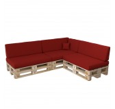 Set of 8 Pallet Cushions, 3x Seat + 3x Backrest + Side Cushion + Deco Cushion, Red