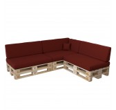 Set of 8 Pallet Cushions, 3x Seat + 3x Backrest + Side Cushion + Deco Cushion, Burgundy