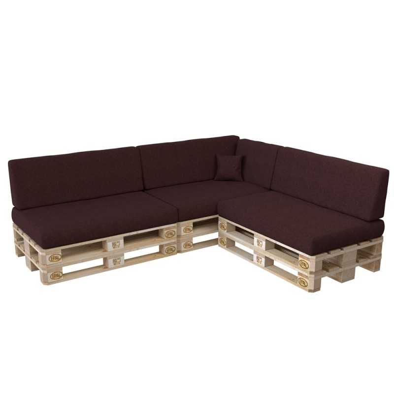 Set of 8 Pallet Cushions, 3x Seat + 3x Backrest + Side Cushion + Deco Cushion, Violet