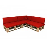 Set of 8 Garden Cushions Waterproof 120x80 + 120x40 Red