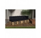 Set of 6 Garden Quilted Cushions 120x80 + 120x40 Black