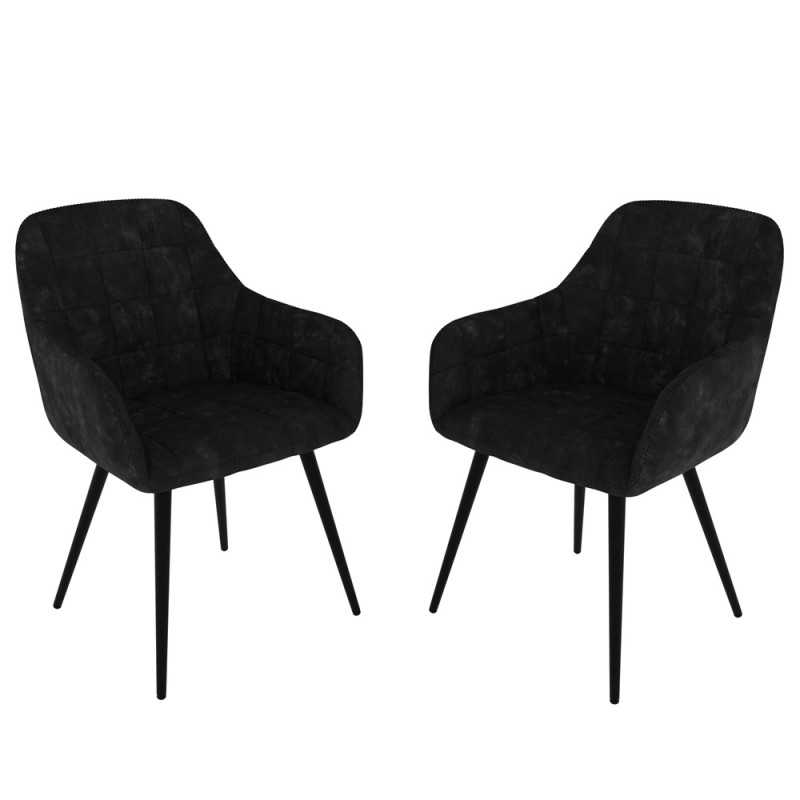 Dining Chairs, Upholstered Chairs, Living Room Chairs, Upholstered Armchairs, 2 Pieces, Black