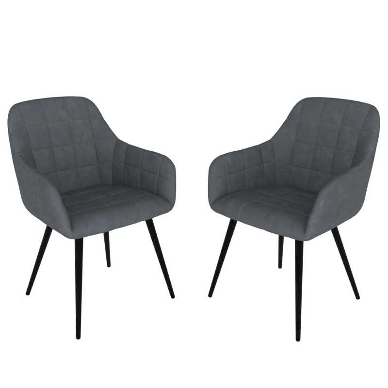 Dining Chairs, Upholstered Chairs, Living Room Chairs, Upholstered Armchairs, 2 Pieces, Anthracite