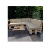 Set of 8 Garden Cushions 120x80 + 120x40 Beige