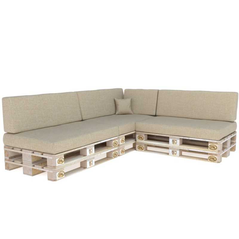 Set of 8 Garden Cushions 120x80 + 120x40 Beige