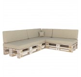 Set of 8 Garden Cushions 120x80 + 120x40 Beige