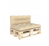 Set of 2 Pallet Cushions - Seat 120x60 cm + Backrest 120x60 cm, Quilted, Beige