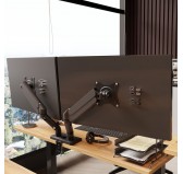 Dual Monitor Arm, VESA-compatible 2 Screens Holder, Gas Spring Adjustment