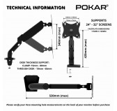 Monitor Arm, VESA-compatible PC Screen Holder, Gas Spring Adjustment