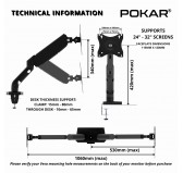 Dual Monitor Arm, VESA-compatible 2 Screens Holder, Gas Spring Adjustment