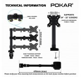 Monitor Arm, VESA-compatible PC Screen Holder, Articulating Monitor Arm