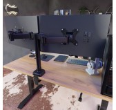 Dual Monitor Arm, VESA-compatible 2 Screens Holder, Articulating Dual Monitor Arm