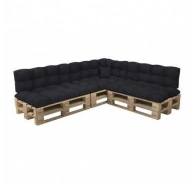 Set of 8 Garden Quilted Cushions 120x80 + 120x40 Black