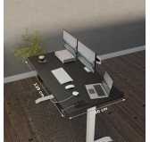 POKAR Desk with white electric frame Black 120x60