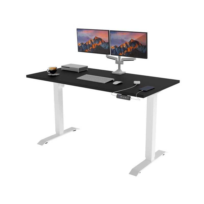 POKAR Desk with white electric frame Black 140x80